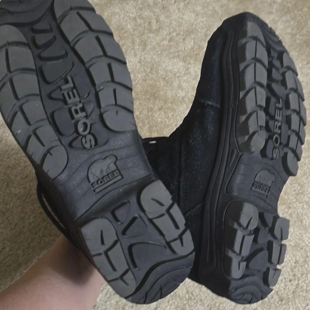 Sorel Black Suede Winter Lace-Up Boots